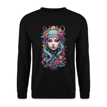 Gothique E-Girl Esthétique Occulte Streetwear Design - Sweat-shirt Unisexe - noir - Devant - Alina (178cm) & Michal (187cm)