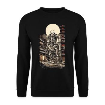 Squelette Yokai dystopique Style Ukiyo-E Manga - Sweat-shirt Unisexe - noir - Devant - Alina (178cm) & Michal (187cm)