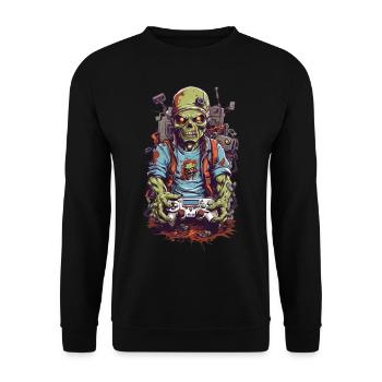 Zombie Gamer Ultimate Halloween Gaming Design - Unisex Sweatshirt - black - Front - Alina (178cm) & Michal (187cm)