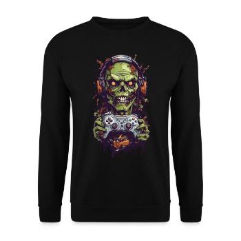 Zombie Gamer Gaming Halloween Ghoul Aesthetic - Unisex Sweatshirt - black - Front - Alina (178cm) & Michal (187cm)