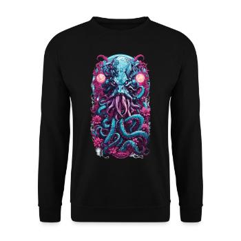 Düsterer Oktopus Monster Goth Pastell Design - Unisex Pullover - Schwarz - Vorne - Alina (178cm) & Michal (187cm)