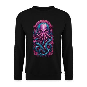 Kraken Gothic Occult Pastel Streetwear - Unisex Sweatshirt - black - Front - Alina (178cm) & Michal (187cm)