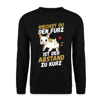 Riechst Du Den Furz Ist Der Abstand Zu Kurz - Unisex Pullover - Schwarz - Vorne - Alina (178cm) & Michal (187cm)