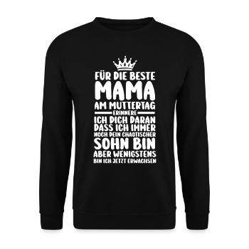 Maman Fête des mères Maman - Sweat-shirt Unisexe - noir - Devant - Alina (178cm) & Michal (187cm)