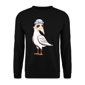 maritim Möwe Möwen Halloween Seefahrt - Unisex Pullover - Schwarz - Vorne - Alina (178cm) & Michal (187cm)