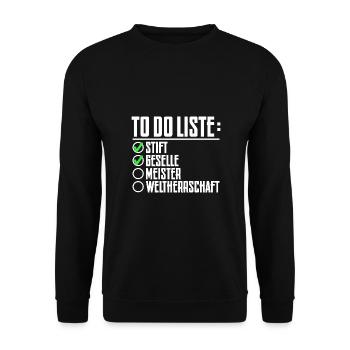Gesellenprüfung bestanden Geselle Geschenkidee - Unisex Pullover - Schwarz - Vorne - Alina (178cm) & Michal (187cm)