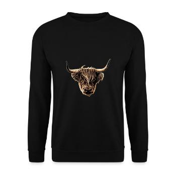 Hochlandrind - Unisex Pullover - Schwarz - Vorne - Alina (178cm) & Michal (187cm)