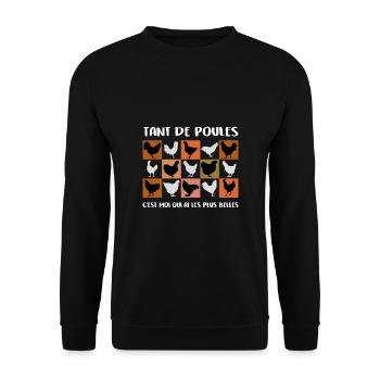 Les plus belles poules Graphique de poules - Sweat-shirt Unisexe - noir - Devant - Alina (178cm) & Michal (187cm)