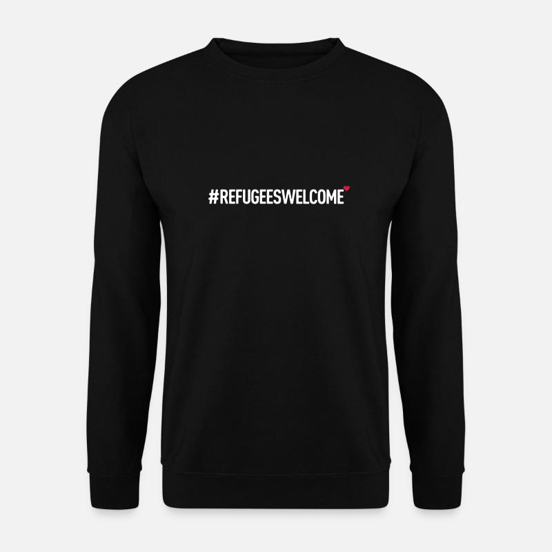#refugeeswelcome - Unisex Pullover - Schwarz