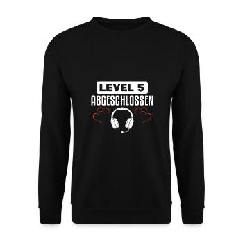 Hölzerne Hochzeit 5. Hochzeitstag Geschenkidee - Unisex Pullover - Schwarz - Vorne - Alina (178cm) & Michal (187cm)