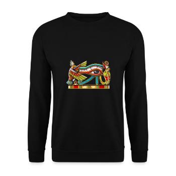 Ägyptisches Auge des Horus - Unisex Pullover - Schwarz - Vorne - Alina (178cm) & Michal (187cm)