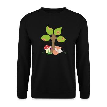 Fuchs unterm Baum - Unisex Pullover - Schwarz - Vorne - Alina (178cm) & Michal (187cm)