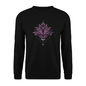 Lotus lotus flower moon om symbol yoga - Unisex Sweatshirt - black - Front - Alina (178cm) & Michal (187cm)