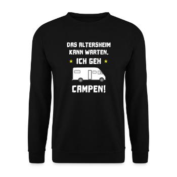 das Altersheim kann warten - Unisex Pullover - Schwarz - Vorne - Alina (178cm) & Michal (187cm)