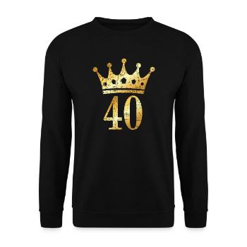 40. Geburtstag Krone (Vintage Goldgelb) - Unisex Pullover - Schwarz - Vorne - Alina (178cm) & Michal (187cm)