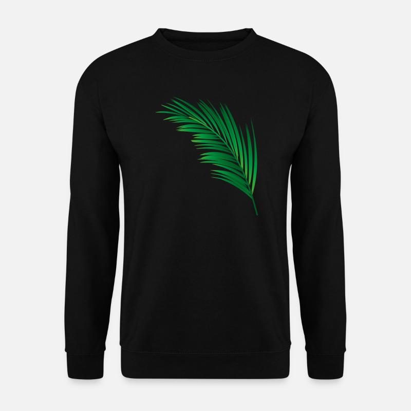 single green palm leaf - Unisex Sweatshirt - black
