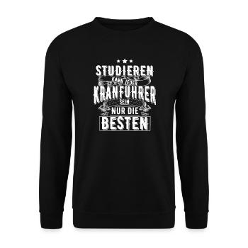 Kranführer - Unisex Pullover - Schwarz - Vorne - Alina (178cm) & Michal (187cm)