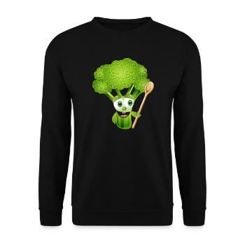 BD drôle brocolis avec cuillère à soupe - Sweat-shirt Unisexe - noir - Devant - Alina (178cm) & Michal (187cm)