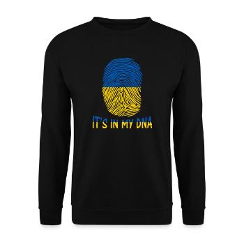 Flagge der Ukraine ist es in meiner DNA-Geschenk-Idee - Unisex Pullover - Schwarz - Vorne - Alina (178cm) & Michal (187cm)