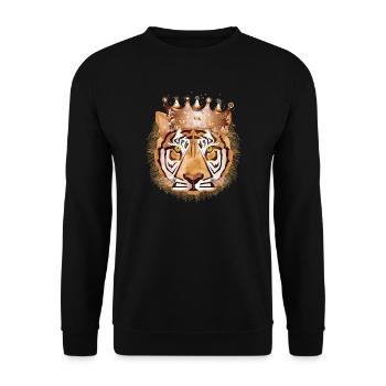 Königstiger mit prächtiger Krone auf dem Haupt - Unisex Pullover - Schwarz - Vorne - Alina (178cm) & Michal (187cm)