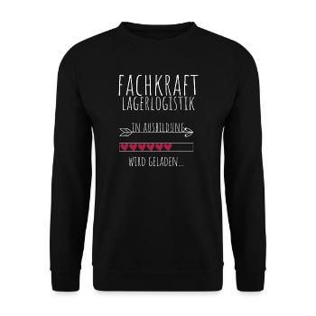 Fachkraft Lagerlogistik in Ausbildung Geschenk - Unisex Pullover - Schwarz - Vorne - Alina (178cm) & Michal (187cm)