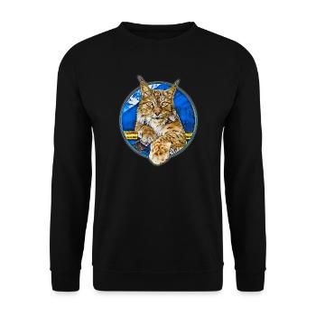 Luchs Wildkatze Freiheit - Unisex Pullover - Schwarz - Vorne - Alina (178cm) & Michal (187cm)