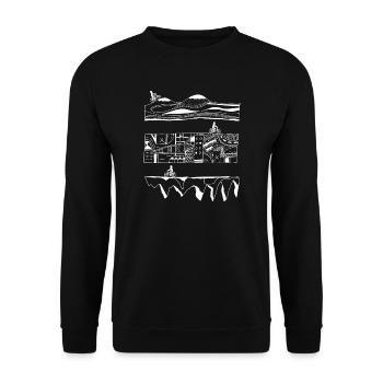 Radfahrer, Fahrrad, Biker fährt durch Landschaft - Unisex Pullover - Schwarz - Vorne - Alina (178cm) & Michal (187cm)