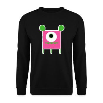 Pink Cyclops Monster | Funny Square Alien - Unisex Sweatshirt - black - Front - Alina (178cm) & Michal (187cm)