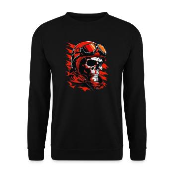 Astronaut Skull Flames Helmet - Unisex Sweatshirt - black - Front - Alina (178cm) & Michal (187cm)