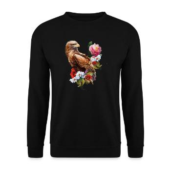 Wonderful eagle with flowers. - Unisex Sweatshirt - black - Front - Alina (178cm) & Michal (187cm)