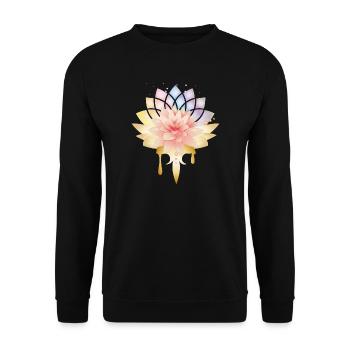 Symbole de lotus avec fleurs dorées aux couleurs pastel - Sweat-shirt Unisexe - noir - Devant - Alina (178cm) & Michal (187cm)