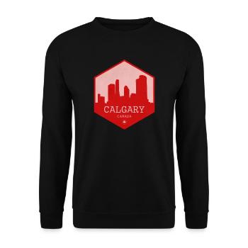 Calgary Skyline Red Badge - Unisex Pullover - Schwarz - Vorne - Alina (178cm) & Michal (187cm)