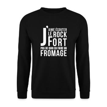 Roquefort, fromage, fromage humour - Sweat-shirt Unisexe - noir - Devant - Alina (178cm) & Michal (187cm)