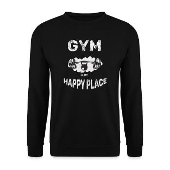 Gym is my happy placeSport Therapy Fitness - Unisex Sweatshirt - black - Front - Alina (178cm) & Michal (187cm)
