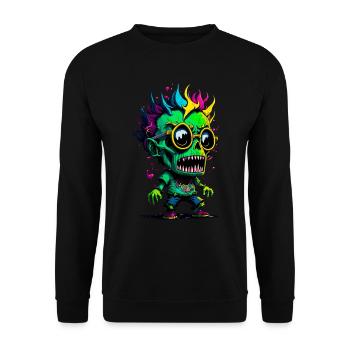 Bunter cooler Zombie - Unisex Pullover - Schwarz - Vorne - Alina (178cm) & Michal (187cm)