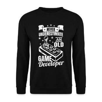 Old game developer grandfather - Unisex Sweatshirt - black - Front - Alina (178cm) & Michal (187cm)