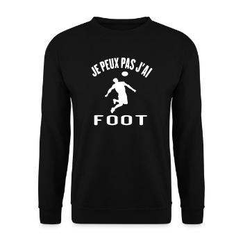 J'Peux Pas J'ai Foot -Humour Cadeau Drôle Football - Sweat-shirt Unisexe - noir - Devant - Alina (178cm) & Michal (187cm)