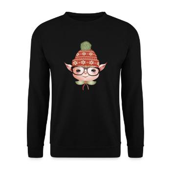 Adorable lutin de Noël mignon avec des lunettes - Sweat-shirt Unisexe - noir - Devant - Alina (178cm) & Michal (187cm)