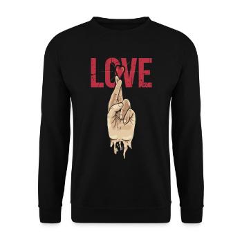 Zeichen der Liebe - Unisex Pullover - Schwarz - Vorne - Alina (178cm) & Michal (187cm)