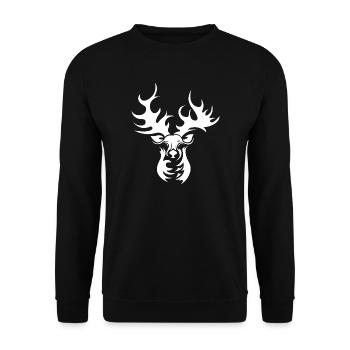 Rentier Geweih Grafik Symbol Hirsch Elch Icon - Unisex Pullover - Schwarz - Vorne - Alina (178cm) & Michal (187cm)
