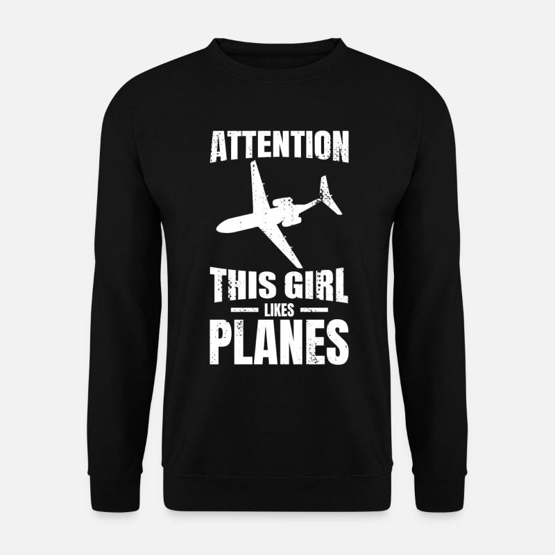 This girl likes airplanes - Unisex Sweatshirt - black