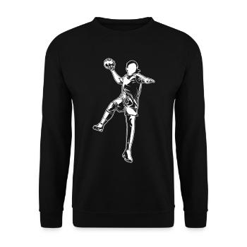 Weiblicher Handballer - Unisex Pullover - Schwarz - Vorne - Alina (178cm) & Michal (187cm)