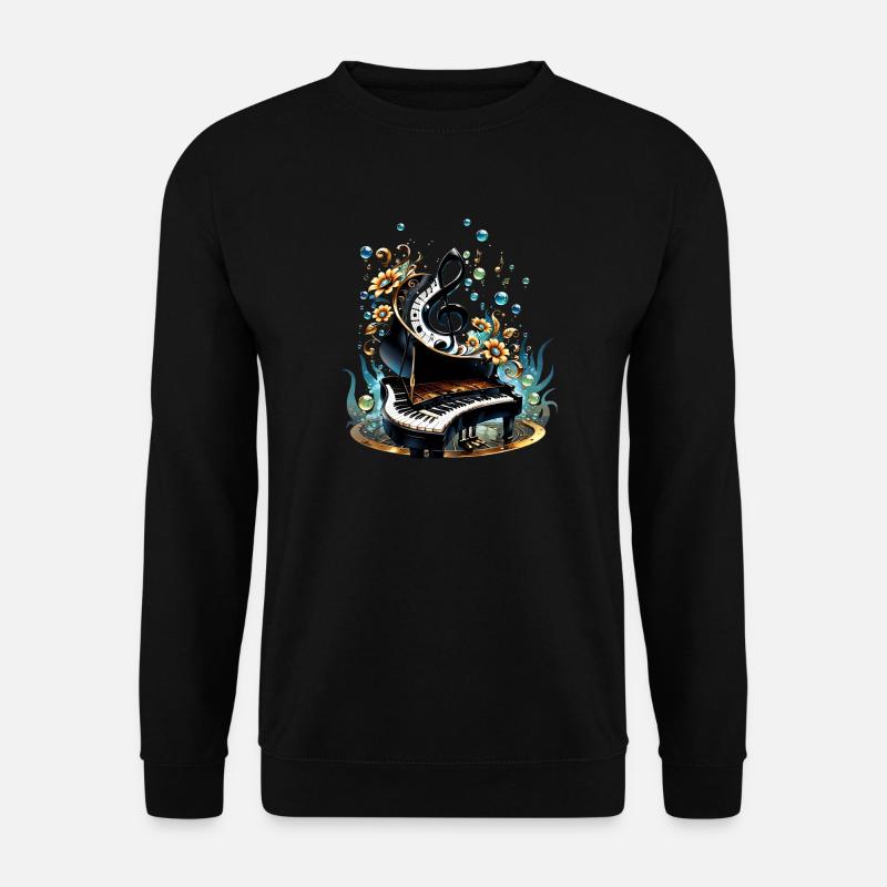 Wunderschönes geschwungenes Fantasy-Klavier - Unisex Pullover - Schwarz