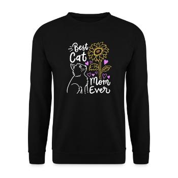 Katzenmama Muttertag - Unisex Pullover - Schwarz - Vorne - Alina (178cm) & Michal (187cm)