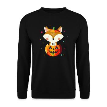 Halloween Pumpkin & Fox for Happy Halloween - Unisex Sweatshirt - black - Front - Alina (178cm) & Michal (187cm)