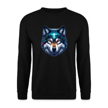 Wolf - Unisex Pullover - Schwarz - Vorne - Alina (178cm) & Michal (187cm)