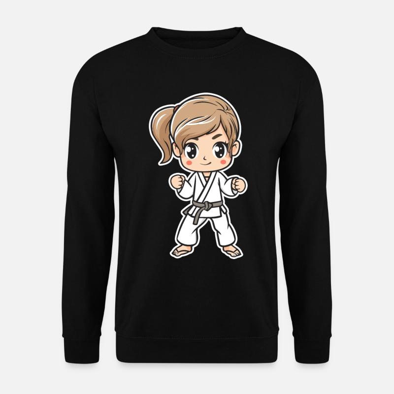 Karate Mädchen Comic - Unisex Pullover - Schwarz