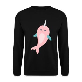 Sea Unicorn Narwhal - Unisex Sweatshirt - black - Front - Alina (178cm) & Michal (187cm)