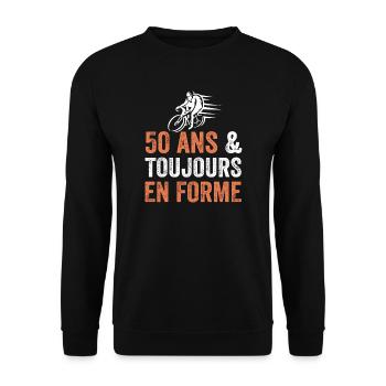 Anniversary gift 50 years Bicycle - Unisex Sweatshirt - black - Front - Alina (178cm) & Michal (187cm)
