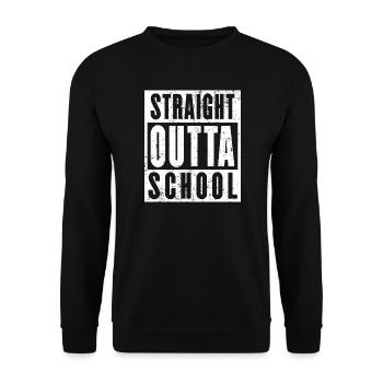 Straight Outta School Shirt, Abschlussklasse - Unisex Pullover - Schwarz - Vorne - Alina (178cm) & Michal (187cm)